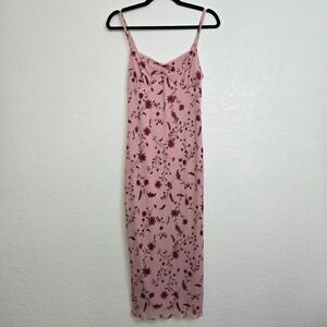 Thirty/Thirty LA L Y2K Floral Pink‎ Midi Dress Babydoll Summer Cottagecore Party